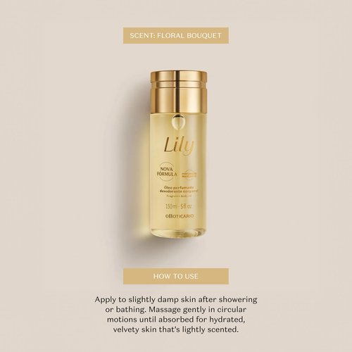 Lily Scented Body Oil, Lightweight and Fast Absorbing Moisturizing Body Oil, 5 Ounce