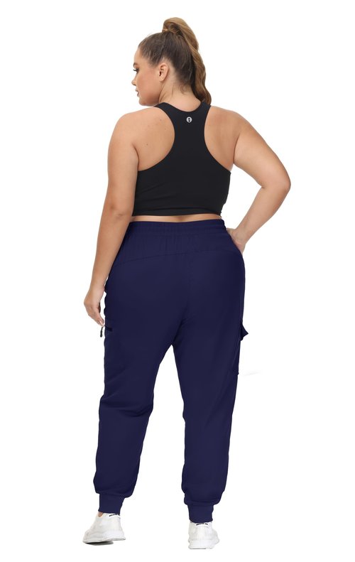 SEKINO Women's Plus Size Cargo Joggers Lightweight Quick Dry Hiking Pants Athletic Workout Outdoor Zipper Pockets Pants Navy 3X