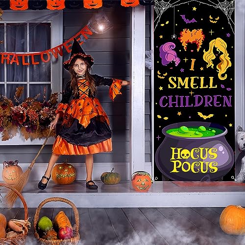 Hocus Pocus Halloween Door Cover Decorations - Spooky Witch Theme for Party & Front Door