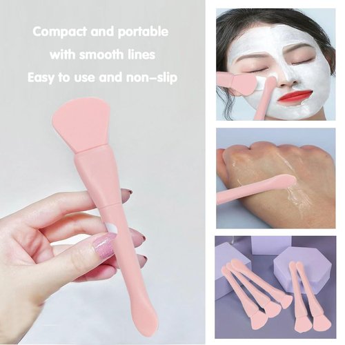Manual Facial Cleansing Brush, Face Washing Tools,Headbands, Wrist Band ，Facial Mask Brush and Powder Puff（Pink