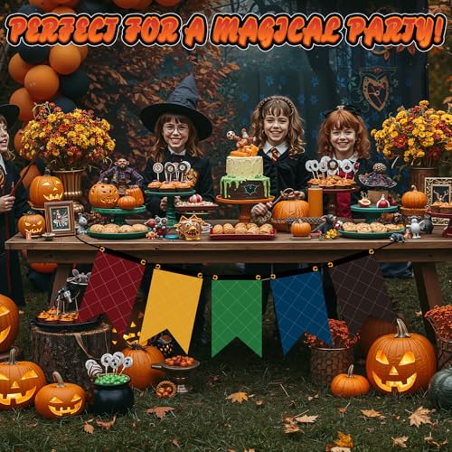 Wizarding House Banner Flags Set - 12x20 Inch Halloween & Party Decor