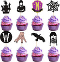 Addams Theme Cupcake Toppers 24 Pcs - Fantasy Horror Party Decorations Design 1