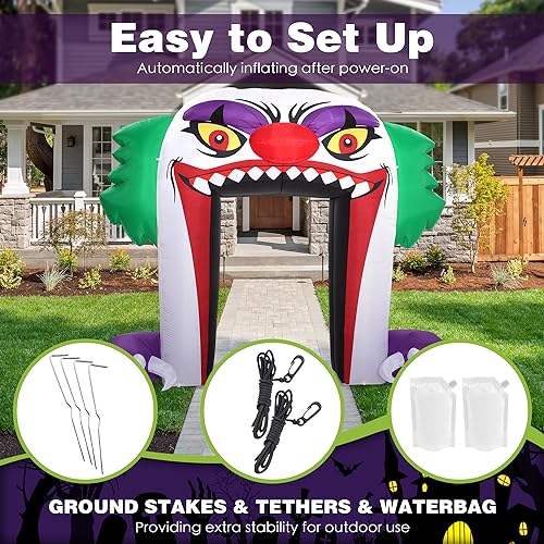 10 FT Halloween Inflatable Clown Archway Outdoor Decor - Spooky Yard Decoration