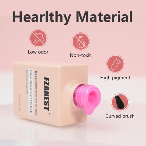 FZANEST Black and White Gel Nail Polish, No Wipe Base Top Coat Color 3 in 1 One Step Gel Polish Chrome Nail Powder Soak Off LED UV Nail Art Starter Manicure