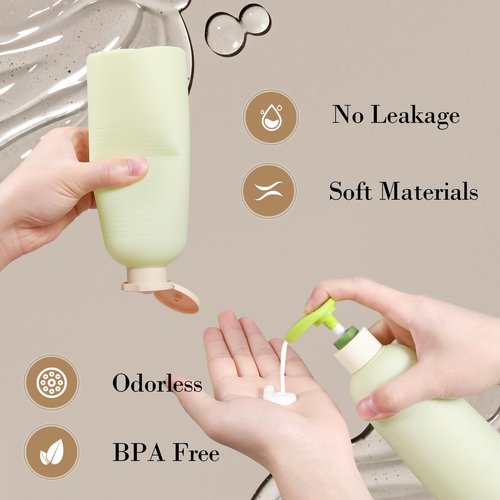 UMETASS 13.4oz Travel Shampoo Bottle with Flip Cap, Refillable Plastic Pump Bottles Dispenser for Soap, Shampoo, Lotions, Liquid Body Wash, Creams and Massage Oil (2 Pack, 13.5oz/400ml)