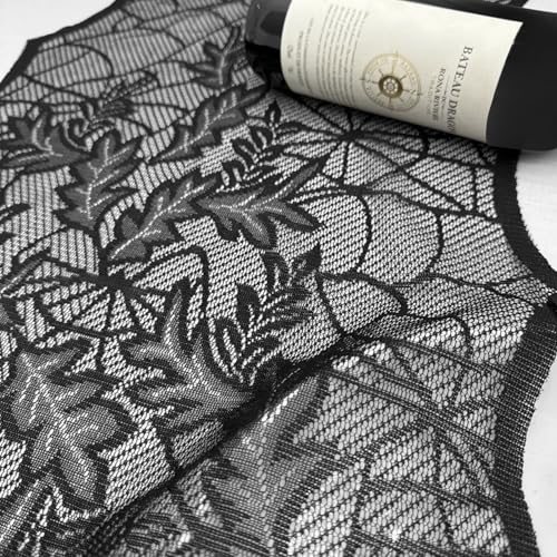 Fall Decorations Table Runner - Black Lace Maple Leaves for Autumn & Halloween, 20x75 Inch, Style1