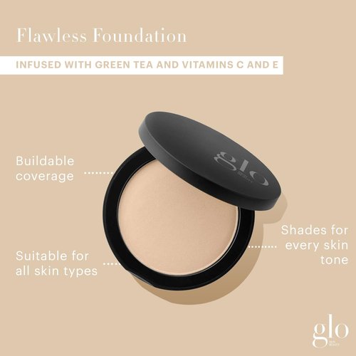 Glo Skin Beauty Pressed Powder Foundation - Buildable Sheer to Full Coverage, Natural Medium, Long-Wear Compact