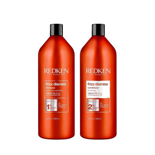 Redken Frizz Dismiss Shampoo & Conditioner Set - Smooths Frizzy Hair, Sulfate-Free, 33.8 Fl. Oz (2-Pack)