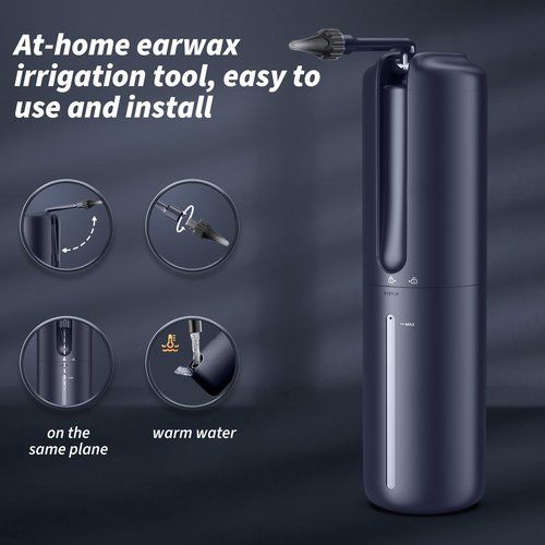 Ear Wax Removal - Electric Ear Cleaner - Ear Irrigation Kit Safe Ear Irrigation Flushing System with 4 Pressure Settings - Effective Ear Wax Removal Tool for Earwax Buildup (Dark Blue)