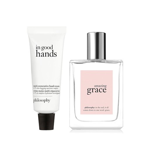 Philosophy Amazing Grace Eau de Toilette 2 Fl. Oz. & In Good Hands Unscented Hand Cream 1 Fl. Oz. Bundle