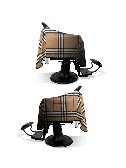 Illuzien Tan Plaid PRO Barber Cape, Hair Cut Cape, Water-Resistant Barber Accessories, Professional (SNAP)
