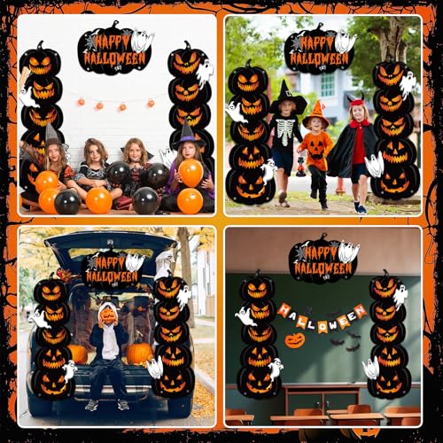 Halloween Pumpkin Door Banner Set - Spooky Porch Decorations for Front Doors & Walls