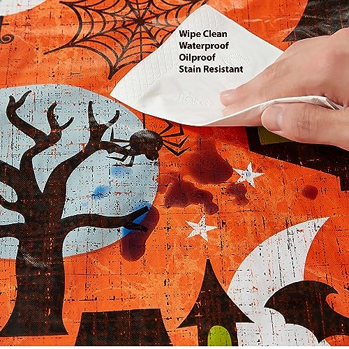 Halloween Scream Vinyl Tablecloth - 60 x 102 Inch Rectangular with Flannel Backing - Spooky Haunted House Design