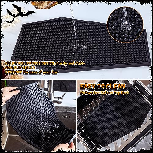 Gothic Coffin Bar Mat for Countertop - Rubber Spill-Resistant 17x11 Inches