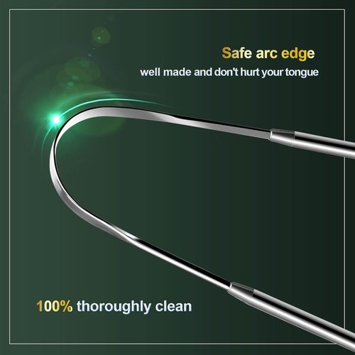 Skiennix Tongue Scraper - 100% Surgical 304 Stainless Steel Cleaner for Fresh Breath | 2 Pack