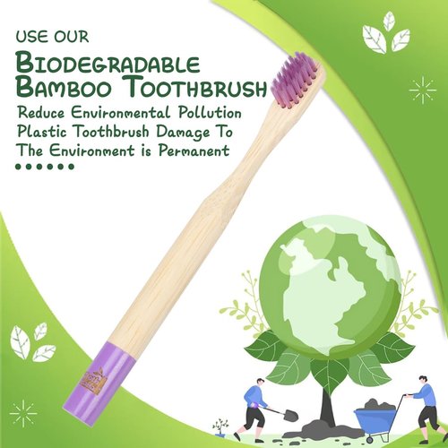 Tooth HaHa Kids Bamboo Toothbrushes, BPA-Free Soft Bristles, Eco-Friendly Natural Wooden Toddler Toothbrush, 6-Pack Travel Toothbrushes Set for Children