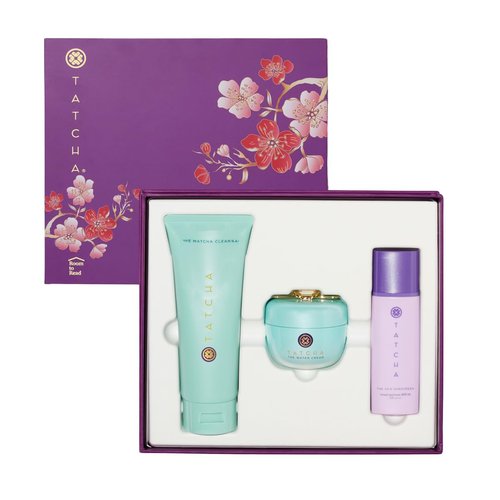 Tatcha The Pure Pores Set - Matcha Cleanse, Water Cream & Silk Sunscreen for Luminous Skin | $176 Value