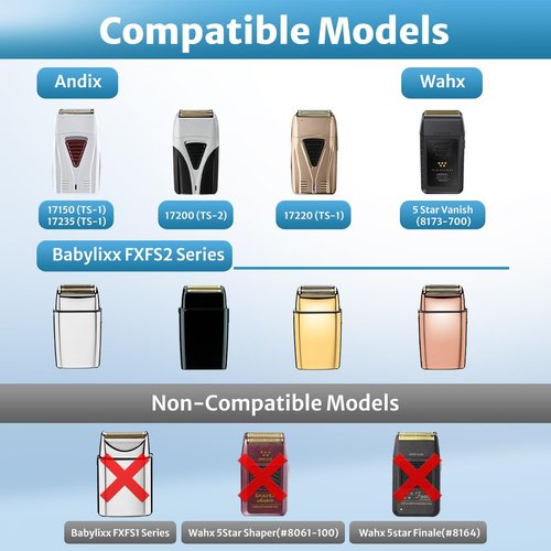 Foil Shaver Replacement Blades Compatible with Andis Foil Shaver TS1 (17150, 17235, 17220), TS2 (17200), Babyliss FXFS2 and Wahl 5 Star Vanish(8173-700), 4Pcs (2 Sets of 2)