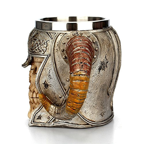 Stainless Steel Skull Mug Viking Drinking Cup Skeleton Resin Beer Stein - Design-12