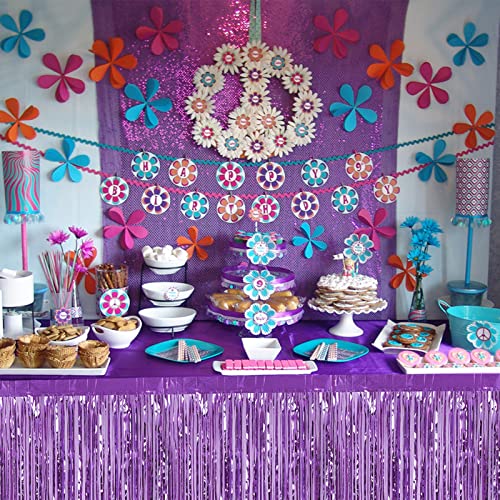 Light Purple Metallic Foil Fringe Table Skirts 6 Pack for Party Decor