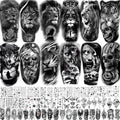 Temporary Tattoos for Men Women 70 Sheets Realistic Wolf Tiger Lion Black Animals Variation