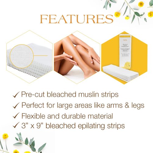 Gigi Bleached Muslin Epilating Strips for Soft Wax - Professional Hair Removal Wax Strips for Waxing, (3”X9”), 100 Strips, 1 Pack