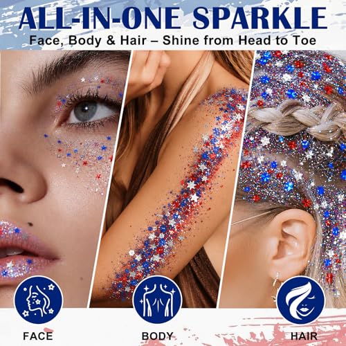 Multi-Purpose Face & Body Glitter Stick - High Pigment, Sweatproof Festival Makeup