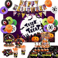 Halloween Party Decorations Set with Bat Cat Pumpkin Backdrop Banner Balloons & Tableware - All Saints Day