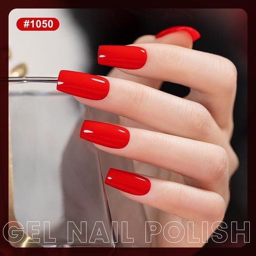 RARJSM Red Gel Nail Polish Set - Bright Red Air Dry Lacquer & Opaque Gel for DIY Nail Art | 15ml