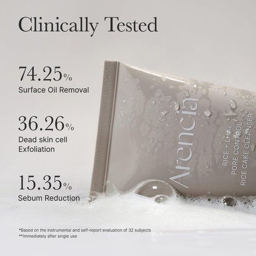 ARENCIA Rice + LHA Pore Control Cleanser - Deep Cleansing & Gentle Exfoliation for All Skin Types, 5.29 oz