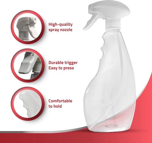 **SPRAYZ 17oz Spray Bottles - Durable Trigger Sprayer for Cleaning & Gardening | Refillable Clear Plastic**