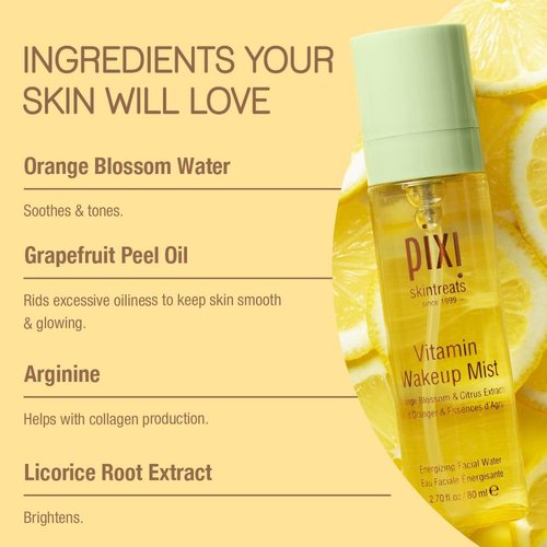 Pixi Vitamin-C Wakeup Mist - Refreshing Hydration Toner for Radiant Skin | 2.7 fl oz / 80ml