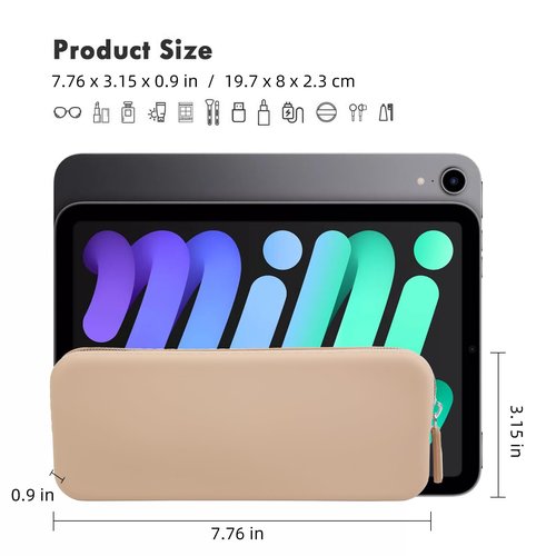 AIBFRID 2PCS Silicone Makeup Brush Bag Travel Zipper Makeup Bag Small Makeup Brush Case Makeup Brush Holder for Travel(Black, Khaki)