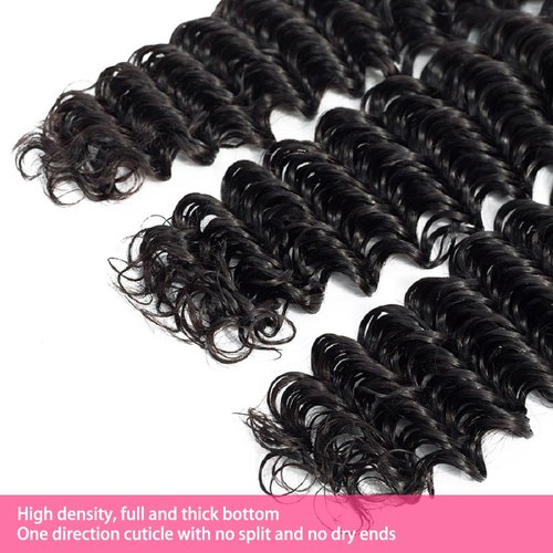 LXYANOO 12A Deep Wave Single Bundles Human Hair 22 Inch Brazilian Curly 1 Bundles Human Hair 100% Unprocessed Virgin Wet and Wavy Hair Weave 1B Black