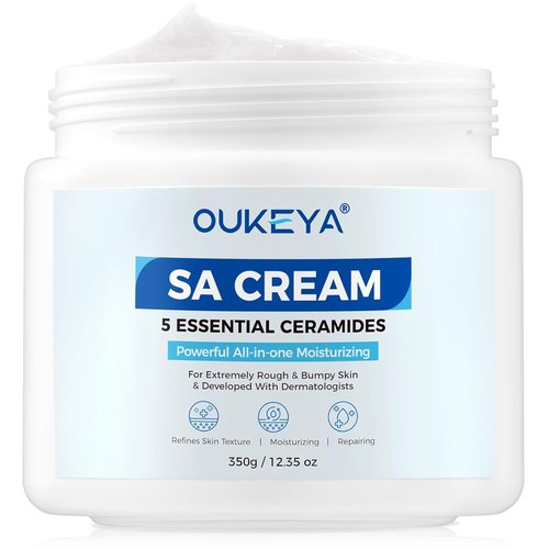 OUKEYA SA Cream - Exfoliating Body Lotion for Rough, Bumpy Skin with Ceramides & Salicylic Acid | 12.35 oz