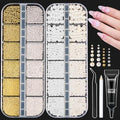 Beetles 3D Nail Charms Gold Silver & White Pearl E-Gold White-4
