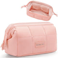 DSDCDJ Puffy Makeup Bag Travel Toiletry Bag, Waterproof Make Up Bag for Women, Lightweight Wide-open Cosmetic Bag with Multiple Compartments, Pouch Travel Essentials Toiletries, Pink
