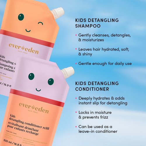 Evereden Kids Shampoo Refill - 16.9 fl oz | Gentle, Non-Toxic Detangling Formula for Kids