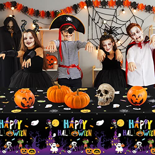Halloween Plastic Tablecloth Pumpkin Ghost Web 54x108 Inch Pack of 3