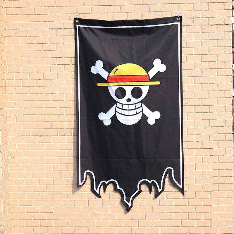 Anime Pirate Flag Banner - One Piece Luffy Straw Hat Decoration 49x29 inch