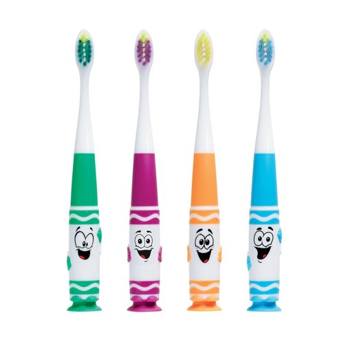 GUM Crayola Pip-Squeaks Kids' Toothbrush, Ultra-Soft, Ages 3+, 1 Count (Pack of 4)