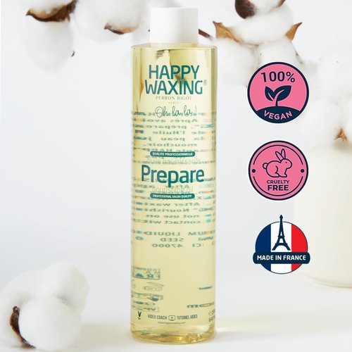 Happy Waxing Prepare Nourishing Oil 8.45oz - Pre-Wax Safety Barrier & Post-Wax Residue Remover - Minimizes Pain & Protects Skin - Conditioning Jasmine Scented Oil for Hard Wax - Vegan & Paraben-Free