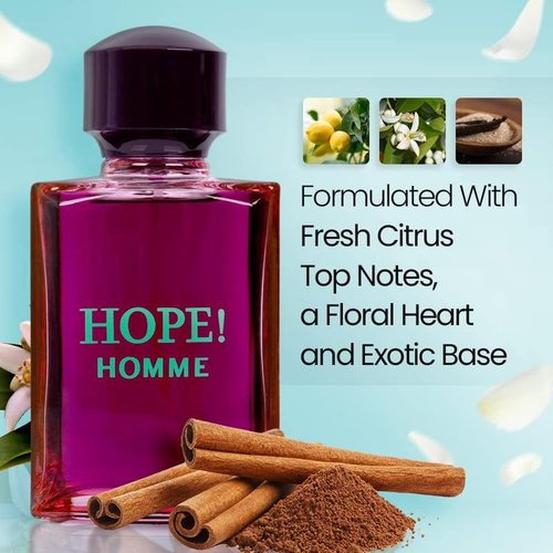 NovoGlow Hope Homme Eau De Parfum Spray for Men - 100ml | Spicy Floral Intense Fragrance, All-Day Warm Scent