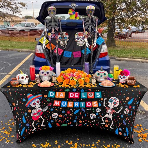 Dia De Los Muertos Tablecloth - 6ft Sugar Skull Mexican Holiday Decor - Variation of THIS listing