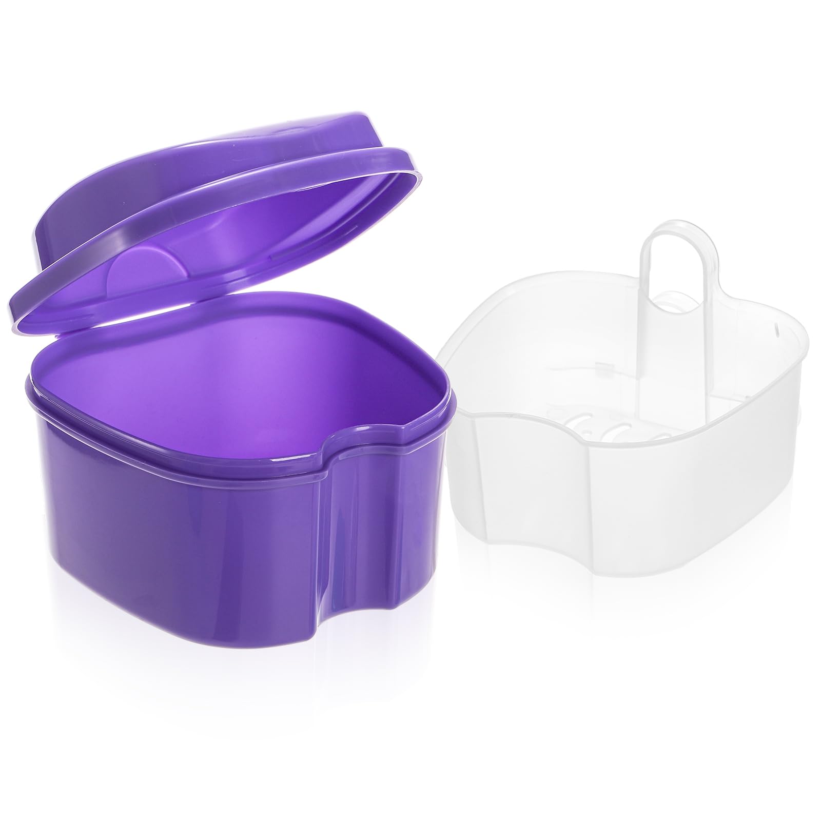 ZENFUN 20 Packs Denture Cases Dental Box For Artificial Teeth Denture Retainer Case Bulk Denture Holder with Strainer Basket Denture Soaking Container False Teeth Storage Box, Individually Sealed