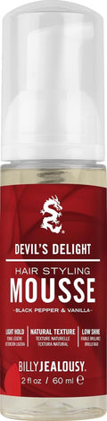 Billy Jealousy Devil’s Delight Hair Styling Mousse for Men - Light Hold & Volume Boost - Travel Size, Vegan, Black Pepper Vanilla Scent