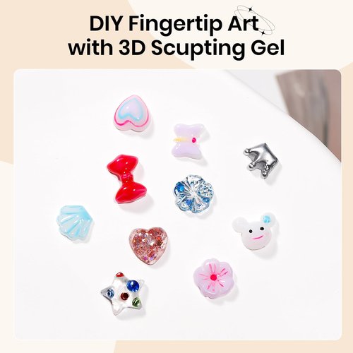 SUPWEE 3D Nail Gel Sculpting Gels for Nail Art, Clear&White Hard Solid Builder Gel Non-Sticky Extension for Carving Molding with Silicone Mold Silicone Pen Designs DIY Manicure at Home