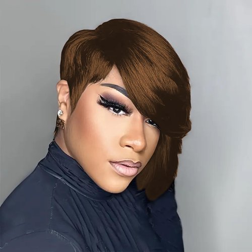 SAEIALL Short Pixie Cut Wig for Black Women Black Pixie Human Hair Chocolate Brown Short Wigs for Women Soft Real Human Hair Glueless Layered Wigs with Bangs Full Machine Made (Brown)