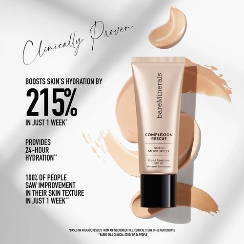bareMinerals Complexion Rescue Tinted Moisturizer - Hydrating Mineral Sunscreen with SPF 30 & Hyaluronic Acid | Sheer Coverage
