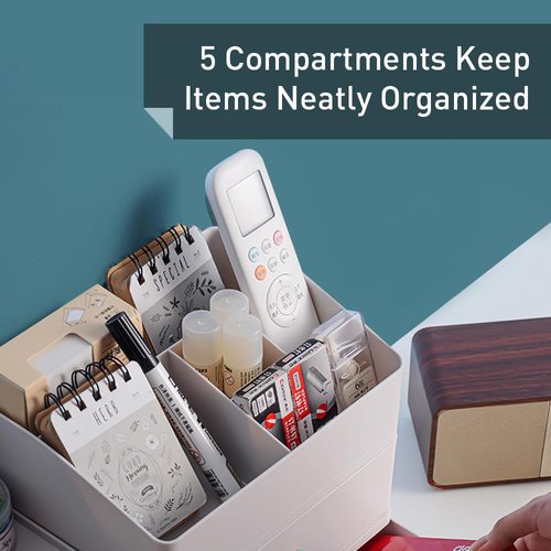 Granvela 5-Compartment Desktop Organizer for Home, Office, and Daily Essentials(Creamy White)